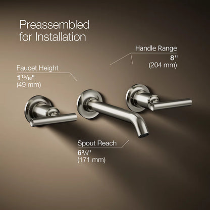 Purist® Wall-mount bathroom sink faucet trim with Lever handles, 1.2 gpm