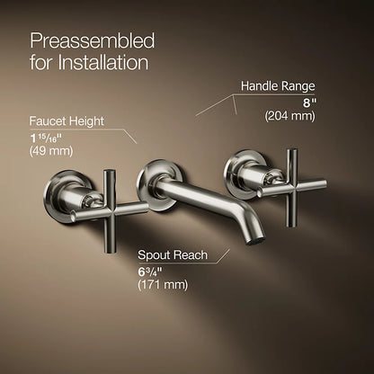 Purist® Wall-mount bathroom sink faucet trim with Cross handles, 1.2 gpm