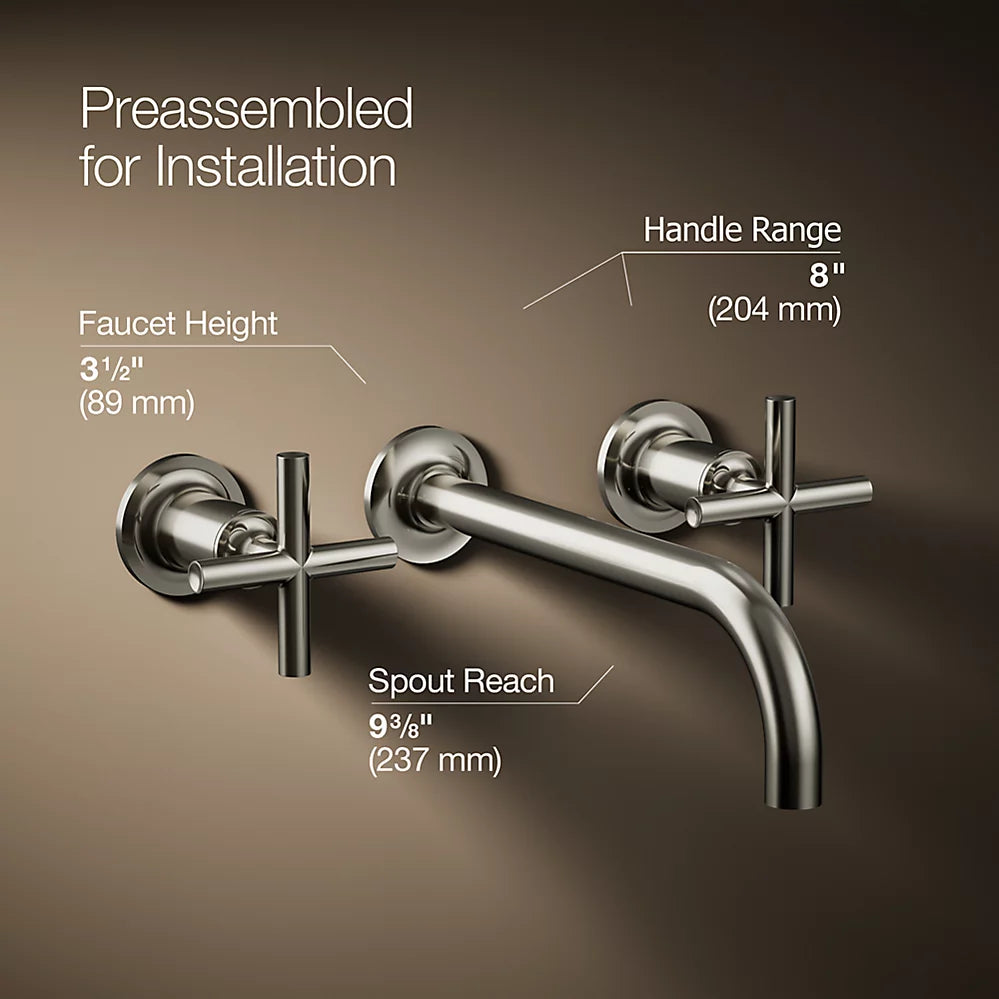 Purist® Wall-mount bathroom sink faucet trim with Cross handles, 1.2 gpm