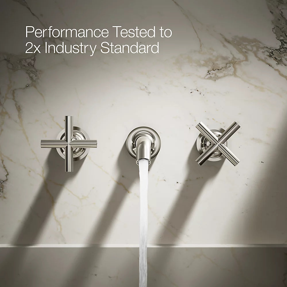 Purist® Wall-mount bathroom sink faucet trim with Cross handles, 1.2 gpm