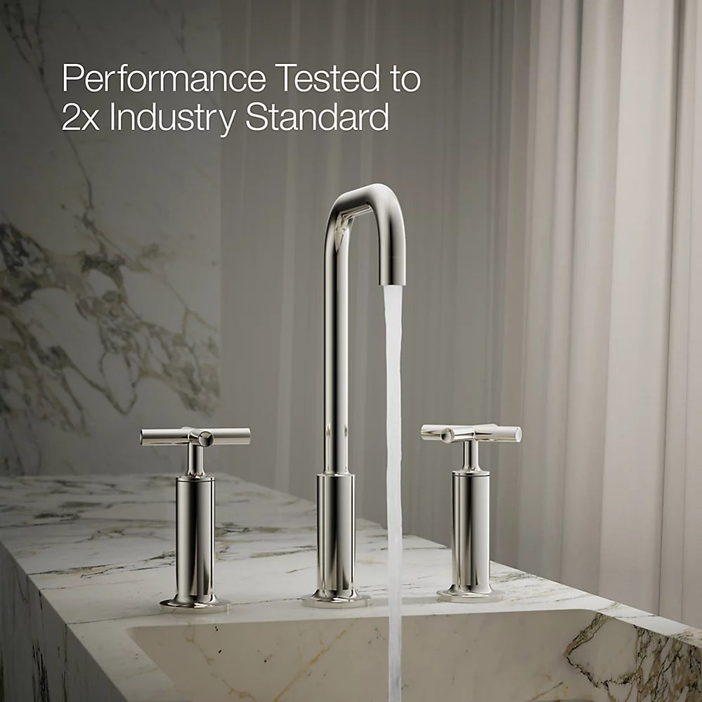 Purist® Widespread bathroom sink faucet with Cross handles, 1.2 gpm