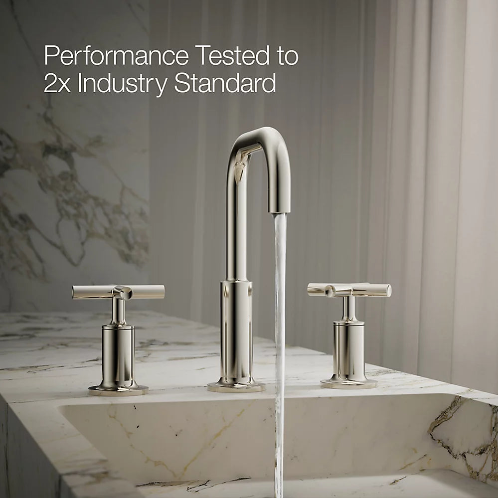 Purist® Widespread bathroom sink faucet with Cross handles, 1.2 gpm