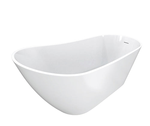 Soca 59 x 28 Acrylic Freestanding Oval End Drain Bathtub in White