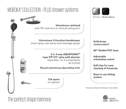 Kalia Plus - Moroka TD3 Shower system (without valve) - Wall arm - Chrome – BF1927-110-100