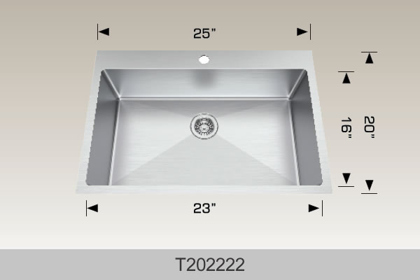 Bosco T202222 25" Stainless Steel Drop-In Kitchen Sink