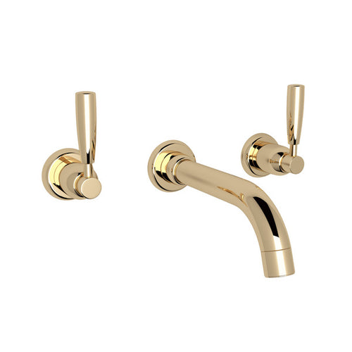 Perrin & Rowe Holborn Wall Mount Widespread Bathroom Faucet - With Metal Lever Handle.3321LS-APC/TO