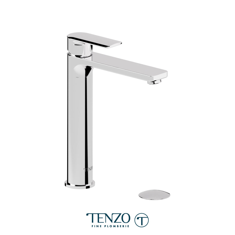 Tenzo Tall single hole lavatory faucet with Non-Overflow Drain, Delano – DE12H-W-XX