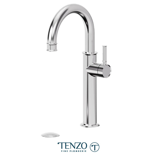 Tenzo Tall single hole lavatory faucet with Non-Overflow Drain, Alyss – ALY12-W-XX