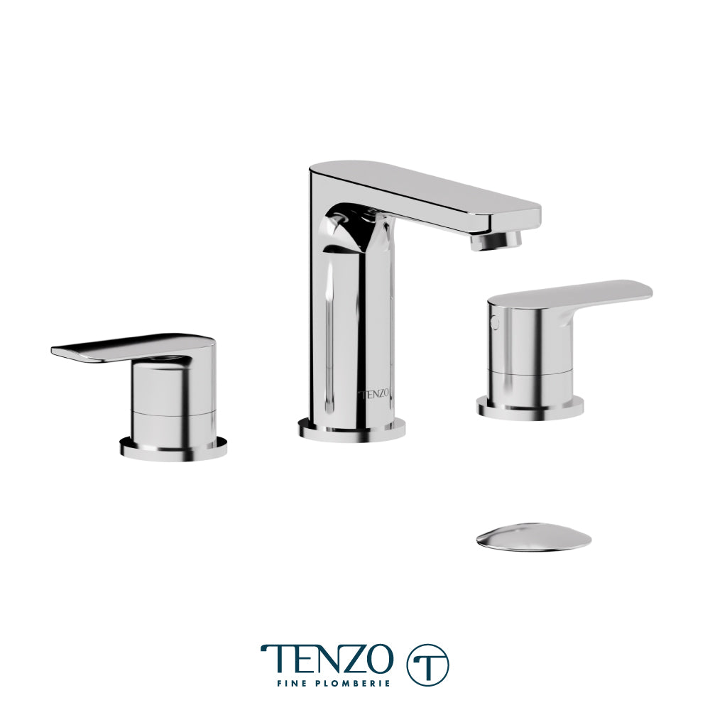 Tenzo 8 inches lavatory faucet with Non-Overflow Drain, Delano – DE13-W-XX