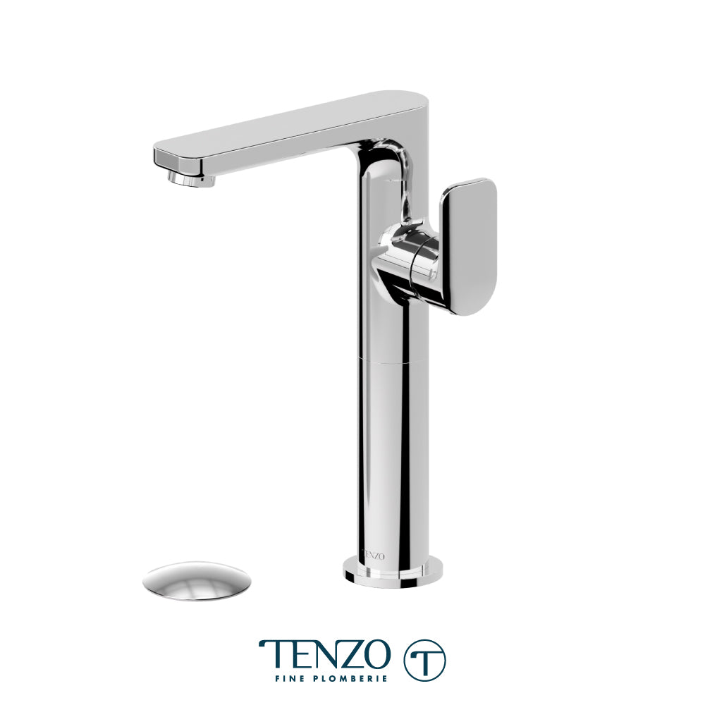 Tenzo Tall single hole lavatory faucet with Non-Overflow Drain, Delano (*Available: end of 3rd quarter) – DE10H-W-XX