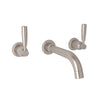 Perrin & Rowe Holborn Wall Mount Widespread Bathroom Faucet - With Metal Lever Handle.3321LS-APC/TO