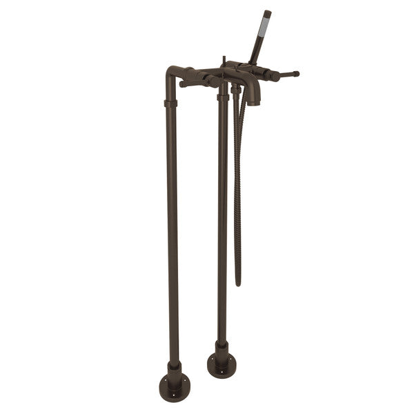 ROHL Campo Exposed Floor Mount Tub Filler With Handshower & Floor Pillar Legs Or Supply Unions