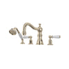 Perrin & Rowe Edwardian 4-Hole Deck Mount Column Spout Tub Filler With Handshower - With Metal Lever Handle.3745L