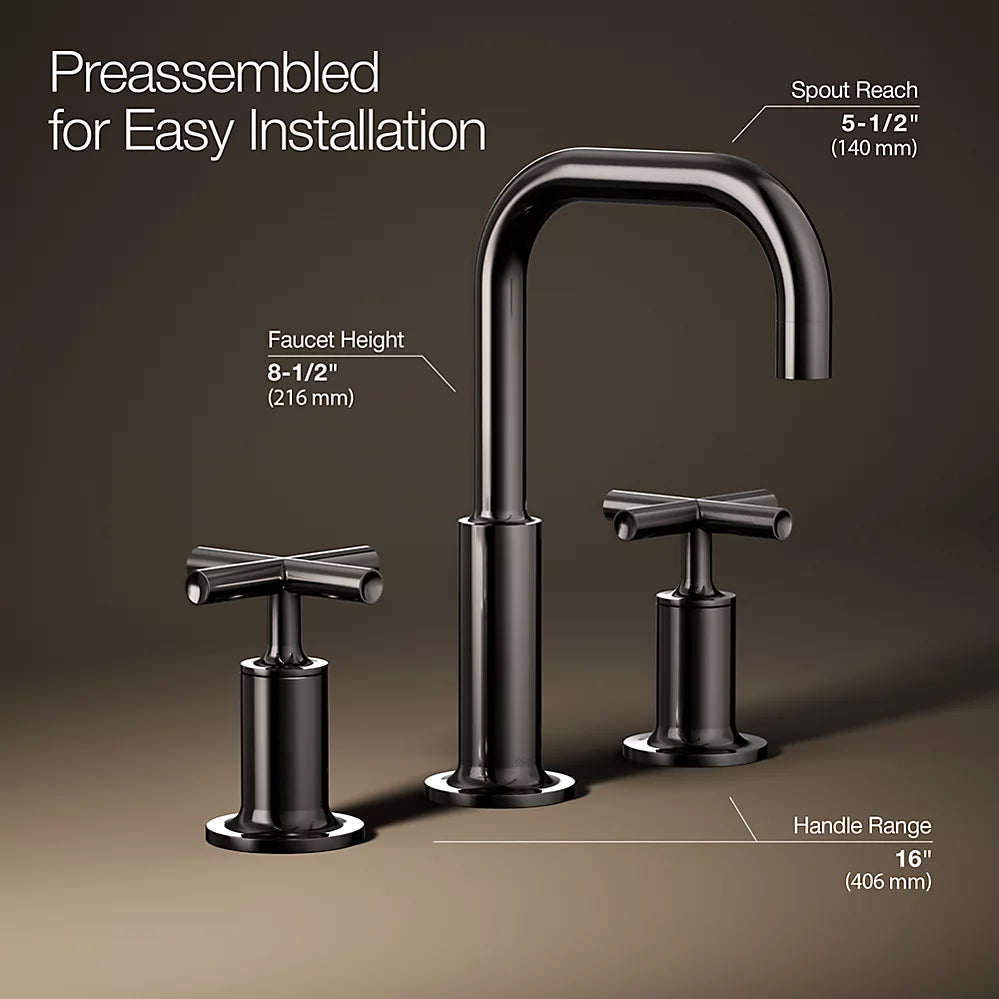 Purist® Widespread bathroom sink faucet with Cross handles, 1.2 gpm