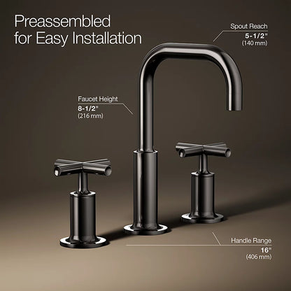 Purist® Widespread bathroom sink faucet with Cross handles, 1.2 gpm