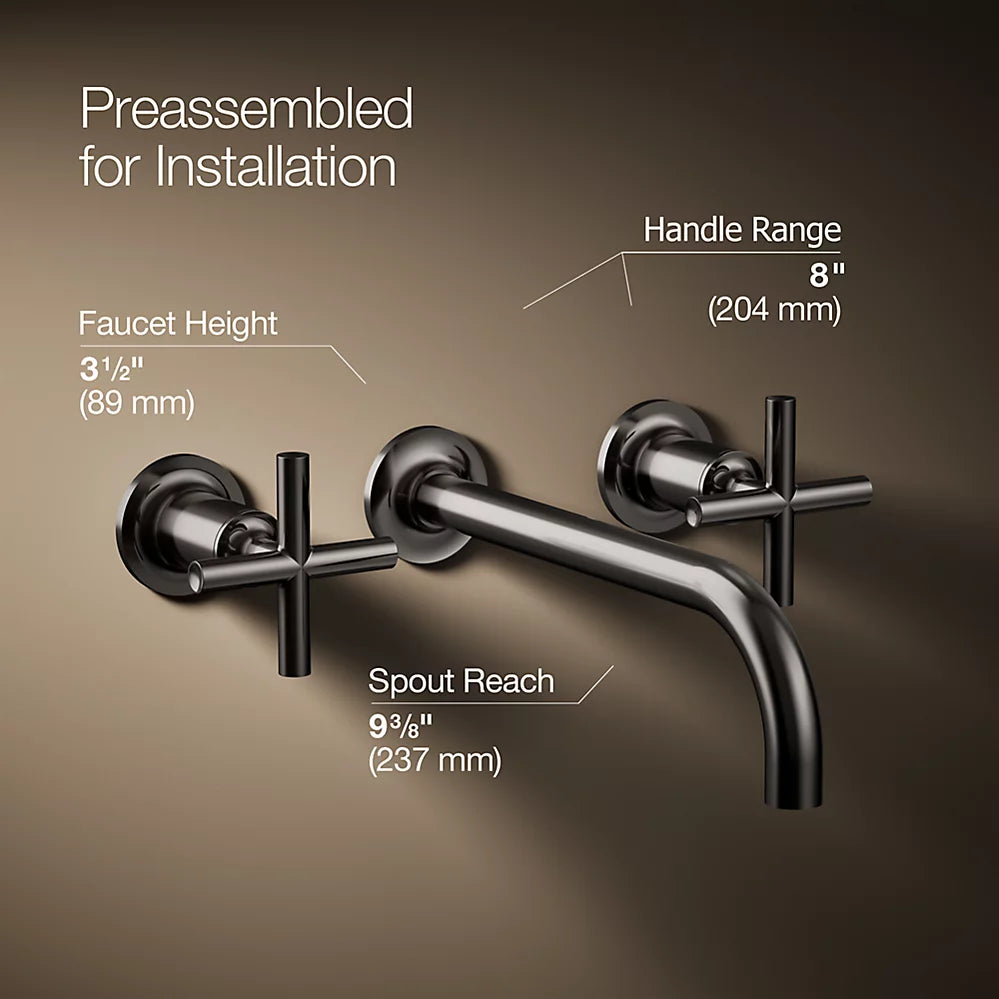 Purist® Wall-mount bathroom sink faucet trim with Cross handles, 1.2 gpm