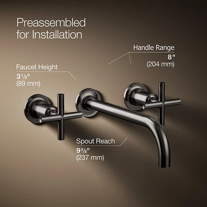 Purist® Wall-mount bathroom sink faucet trim with Cross handles, 1.2 gpm