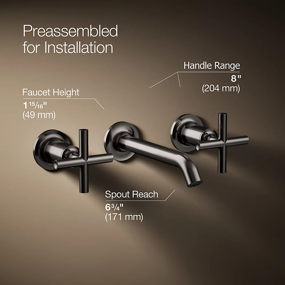 Purist® Wall-mount bathroom sink faucet trim with Cross handles, 1.2 gpm