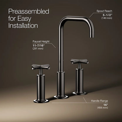 Purist® Widespread bathroom sink faucet with Cross handles, 1.2 gpm