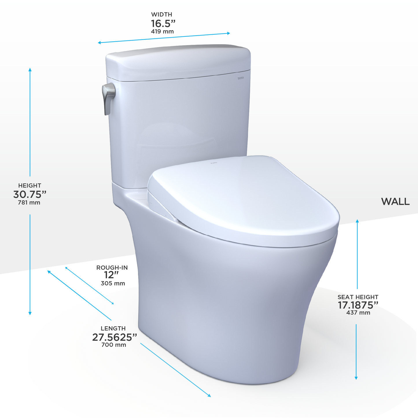 Toto Aquia Iv Cube® Washlet®+ S7 Two-Piece Toilet - 1.28 Gpf / 0.9 Gpf
