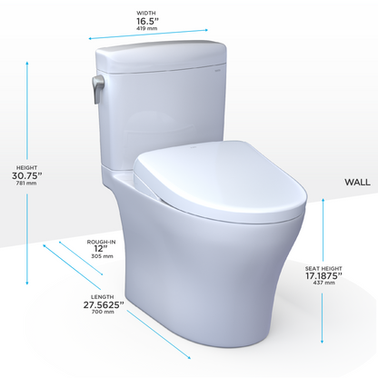 Toto Aquia Iv Cube® Washlet®+ S7a Two-Piece Toilet - 1.28 Gpf / 0.9 Gpf