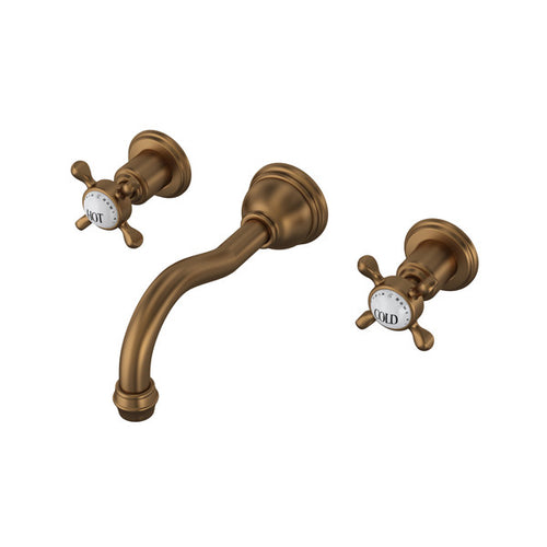 Perrin & Rowe Edwardian™ Wall Mount Lavatory Faucet Trim With Column Spout With Cross Handle