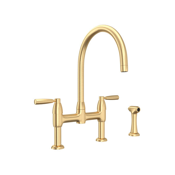 Perrin & Rowe Holborn Bridge Kitchen Faucet with Sidespray With Metal Lever Handle