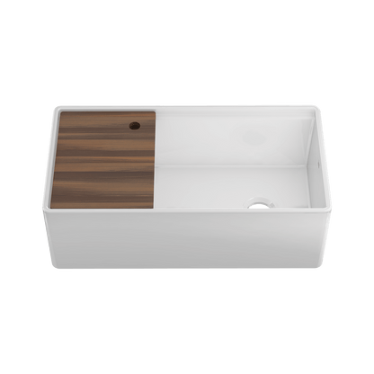 Julien Apron Front Undermount Single Bowl Kitchen Sink with Accessory Ledge, 36"x19"x11-1/2"