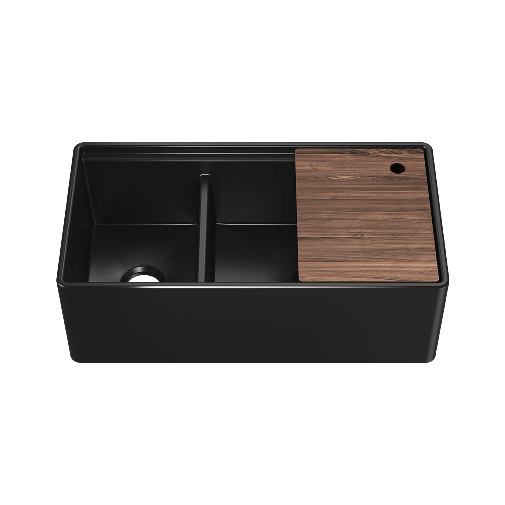 Julien Fira 36'' Double Bowl Kitchen Sink Matte Black Fireclay