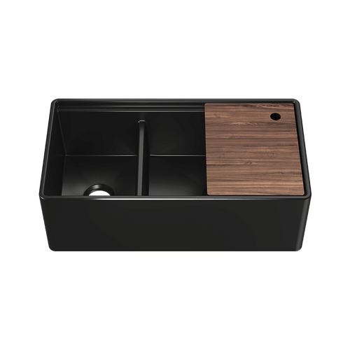 Julien Fira 36'' Double Bowl Kitchen Sink Matte Black Fireclay