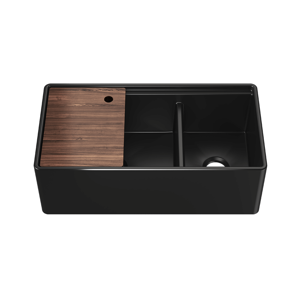 Julien Fira 36'' Double Bowl Kitchen Sink Matte Black Fireclay