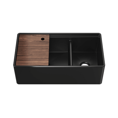 Julien Fira 36'' Double Bowl Kitchen Sink Matte Black Fireclay