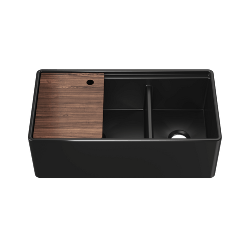 Julien Fira 36'' Double Bowl Kitchen Sink Matte Black Fireclay