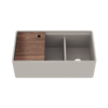 Julien Fira 36'' Double Bowl Kitchen Sink Matte Taupe Fireclay
