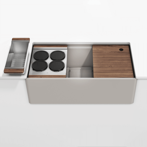 Julien Fira 36''  Single Bowl Workstation Kitchen Set Matte Taupe Fireclay