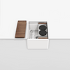 Julien Fira Apron Front Undermount Single Bowl Bar Set with ledge and walnut accessoriy kit, 15"x 19"x 8-3/4"