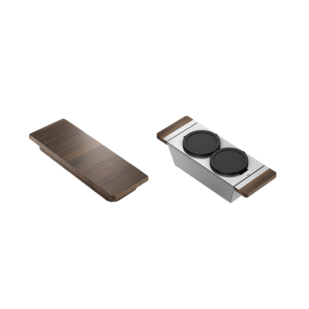 Julien Fira Apron Front Undermount Single Bowl Bar Set with ledge and walnut accessoriy kit, 15"x 19"x 8-3/4"