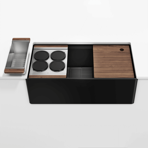 Julien Fira 36''  Single Bowl Workstation Kitchen Set Matte Black Fireclay