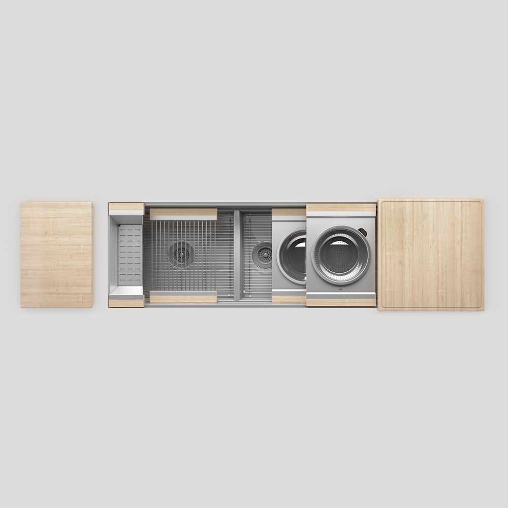 Julien 63" Undermount Double-Bowl Workstation Kitchen Sink Set