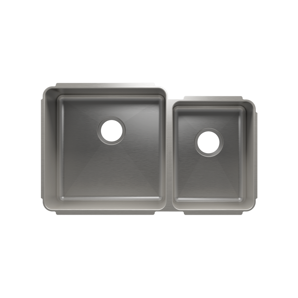 Julien Undermount Classic Double Bowl Kitchen Sink, L18"x18"x10" R12"x16"x8"