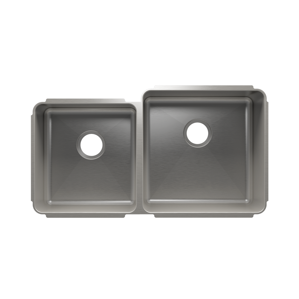 Julien Undermount Classic Double Bowl Kitchen Sink, L15"x16"x8" R18"x18"x10"
