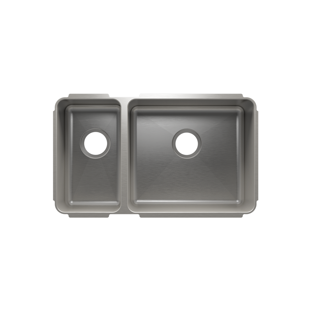 Julien Undermount Classic Double Bowl Kitchen Sink, L9"x16"x8" R18"x16"x10"