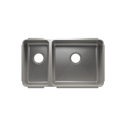 Julien Undermount Classic Double Bowl Kitchen Sink, L9"x16"x8" R18"x16"x10"