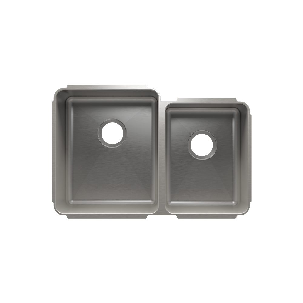 Julien Undermount Classic Double Bowl Kitchen Sink, L15"x18"x10" R12"x16"x8"