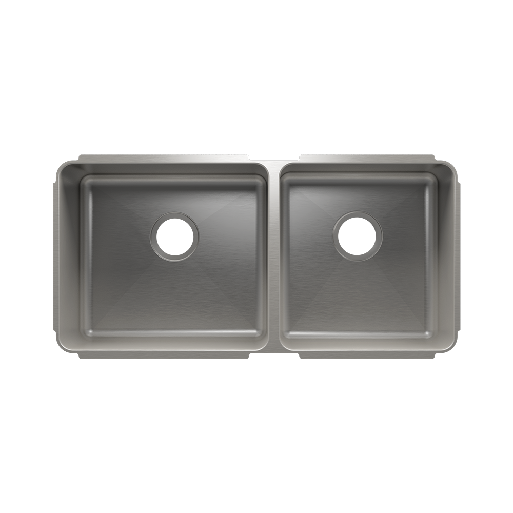 Julien Undermount Classic Double Bowl Kitchen Sink, L18"x16"x10" R15"x16"x8"