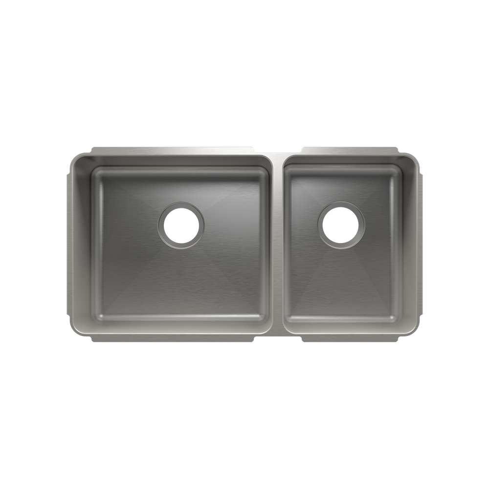Julien Undermount Classic Double Bowl Kitchen Sink, L18"x16"x10" R12"x16"x8"