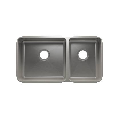 Julien Undermount Classic Double Bowl Kitchen Sink, L18"x16"x10" R12"x16"x8"