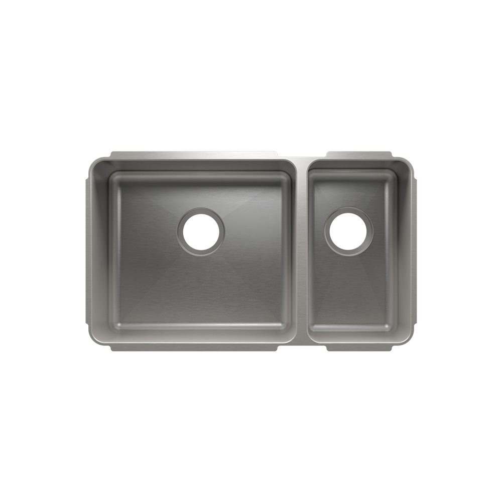 Julien Undermount Classic Double Bowl Kitchen Sink, L18"x16"x10" R9"x16"x8"
