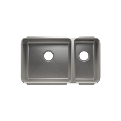 Julien Undermount Classic Double Bowl Kitchen Sink, L18"x16"x10" R9"x16"x8"