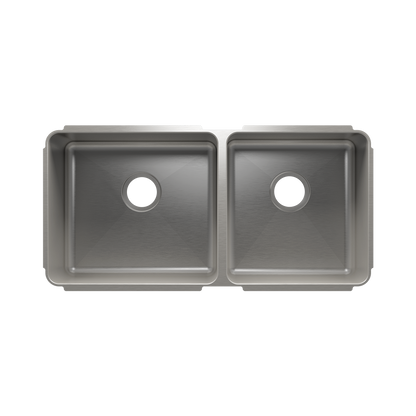 Julien Undermount Classic Double Bowl Kitchen Sink, L18"x16"x8" R15"x16"x8"
